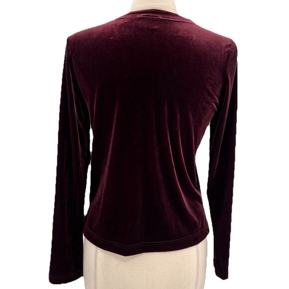 Vtg Moda International Top Cardigan Burgundy Velvet Whimsigoth Grunge 90s y2k L - Picture 6 of 8